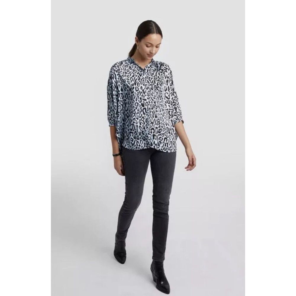 NWT Rebecca Minkoff $148 Leopard Satin‎ Top Size 1X Oversized